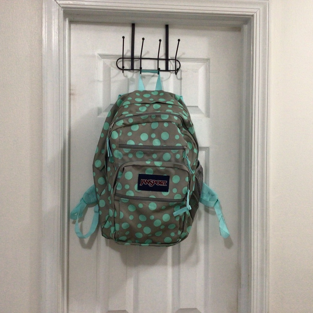 Grey/Turquoise Polka Dot Jansport Backpack Like New